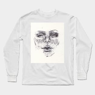 Portrait Sketch Biro Long Sleeve T-Shirt